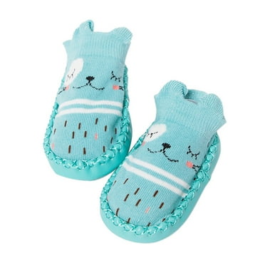 WARMSHOP Newborn Cartoon Animal Boys Girls Leather Soft Sole Anti-Skid Warm Sock Slippers Slip-On Loafer Shoes